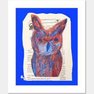 Fire Owl and the torn book pages Posters and Art